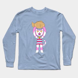 Chibi Cat w/ Taiyaki Cake 2 Long Sleeve T-Shirt